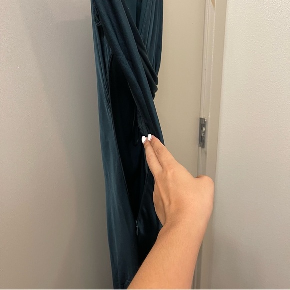 Zara Blogger Favorite Draped Satin Midi Slip Dress dark Green Size XS - Picture 8 of 9